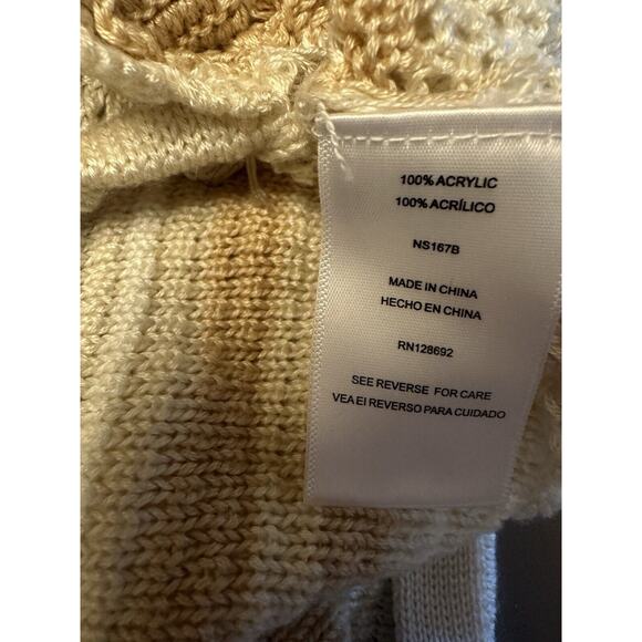 Madden NYC Crochet Knit Tank Top Size Medium Granny Square Retro 70s Boho Beiges - Picture 4 of 6